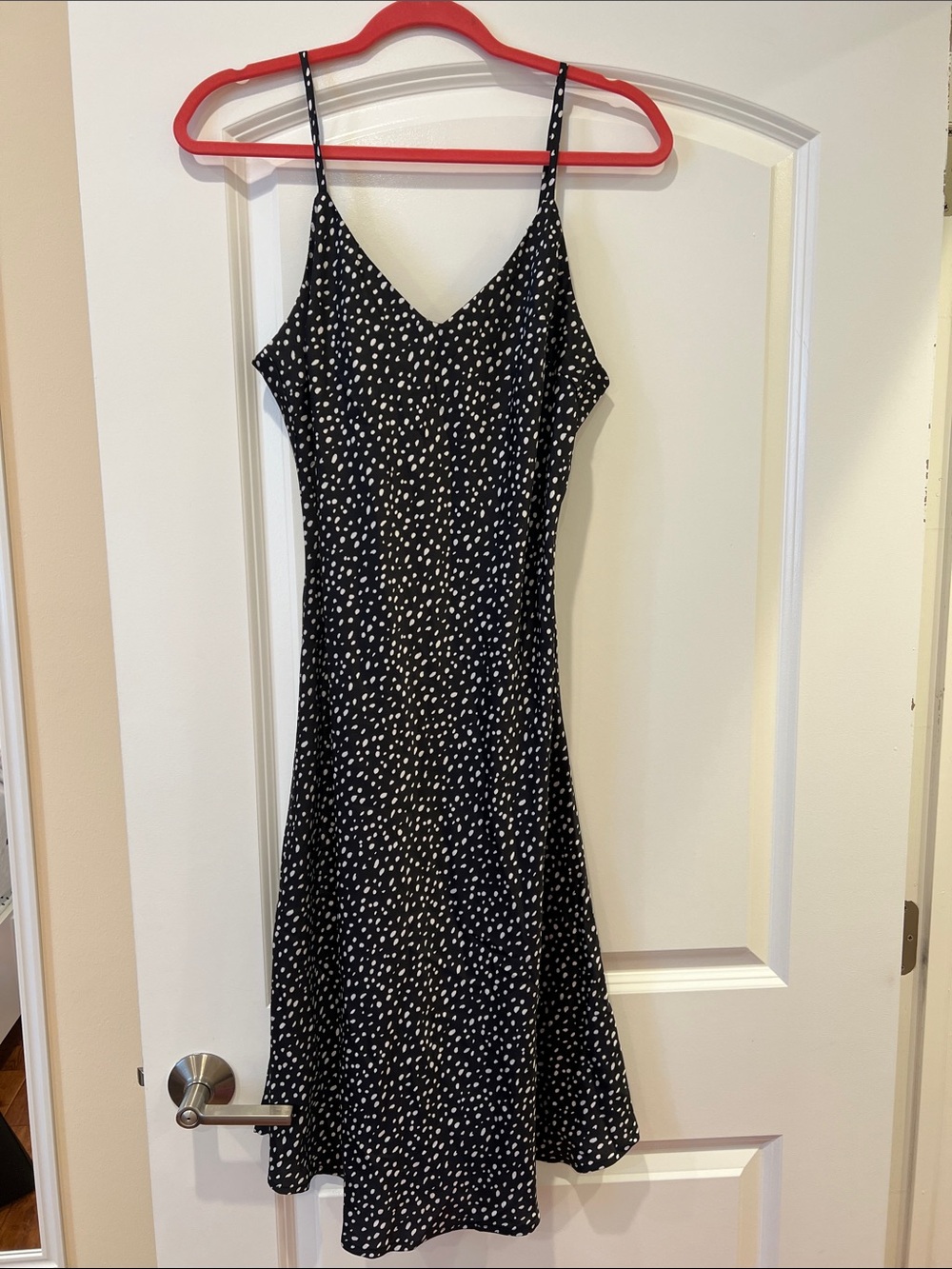 Forever 21 Black and White Polka Dot Midi Slip Dress